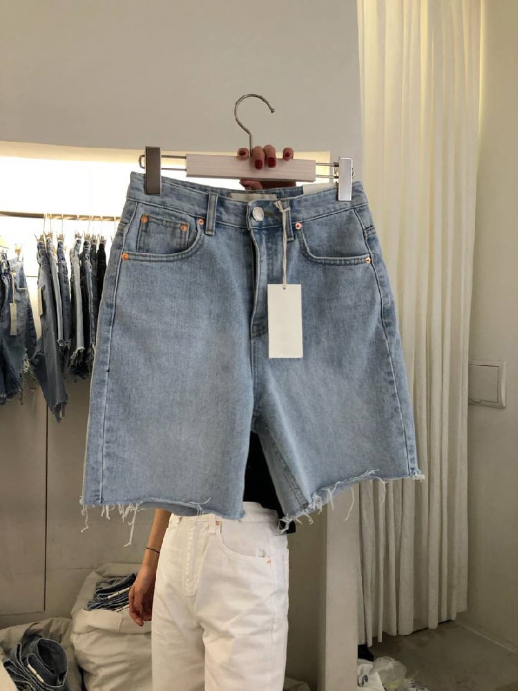 Shorts Vaqueros Casuales Sueltos de Cinco Puntos para Hombre